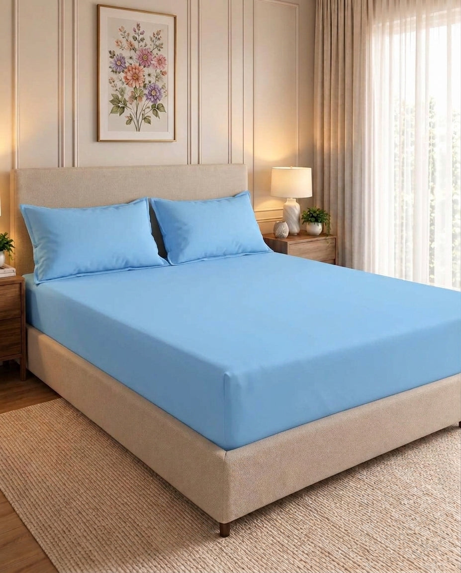 Cloudless Sky - Dyed Fitted Bedsheet