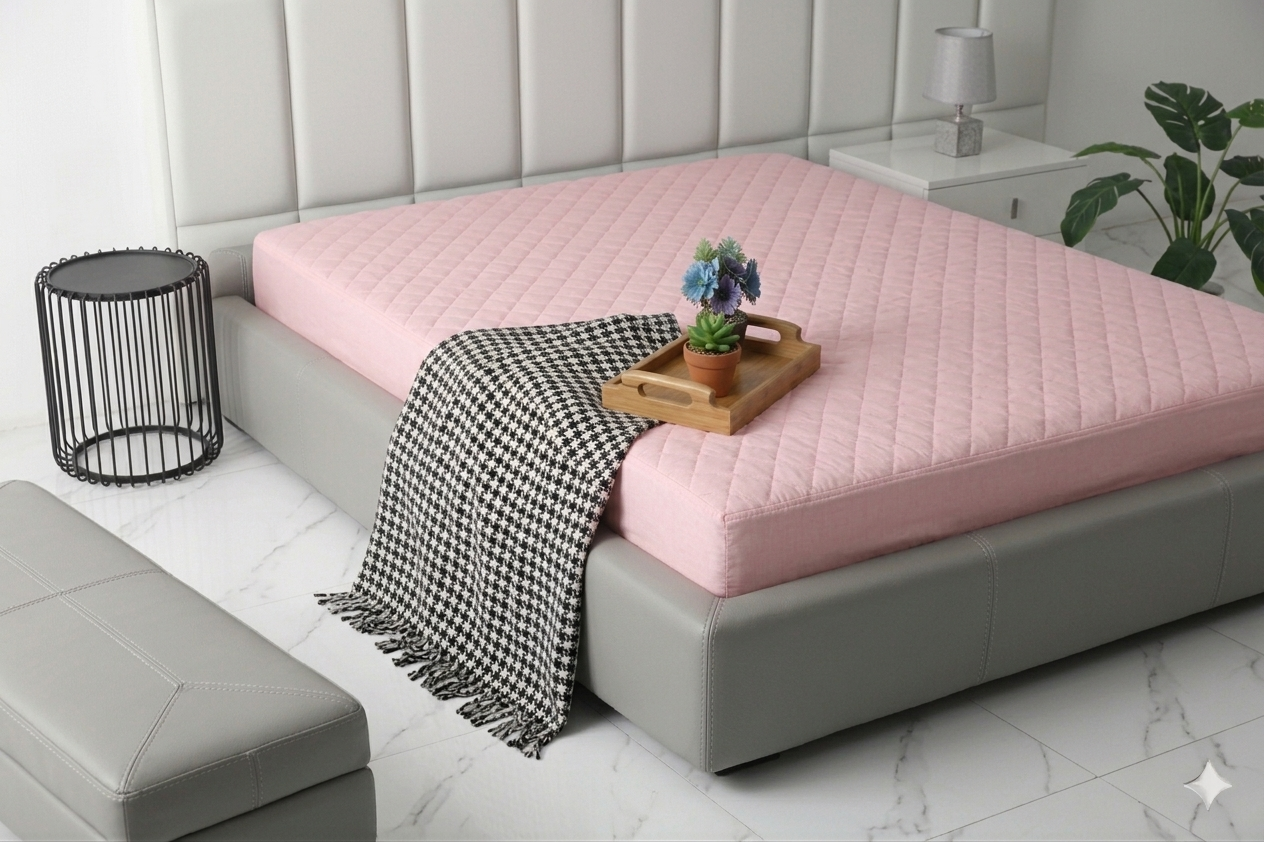 Mattress Protector - Baby pink ( same coloured box)