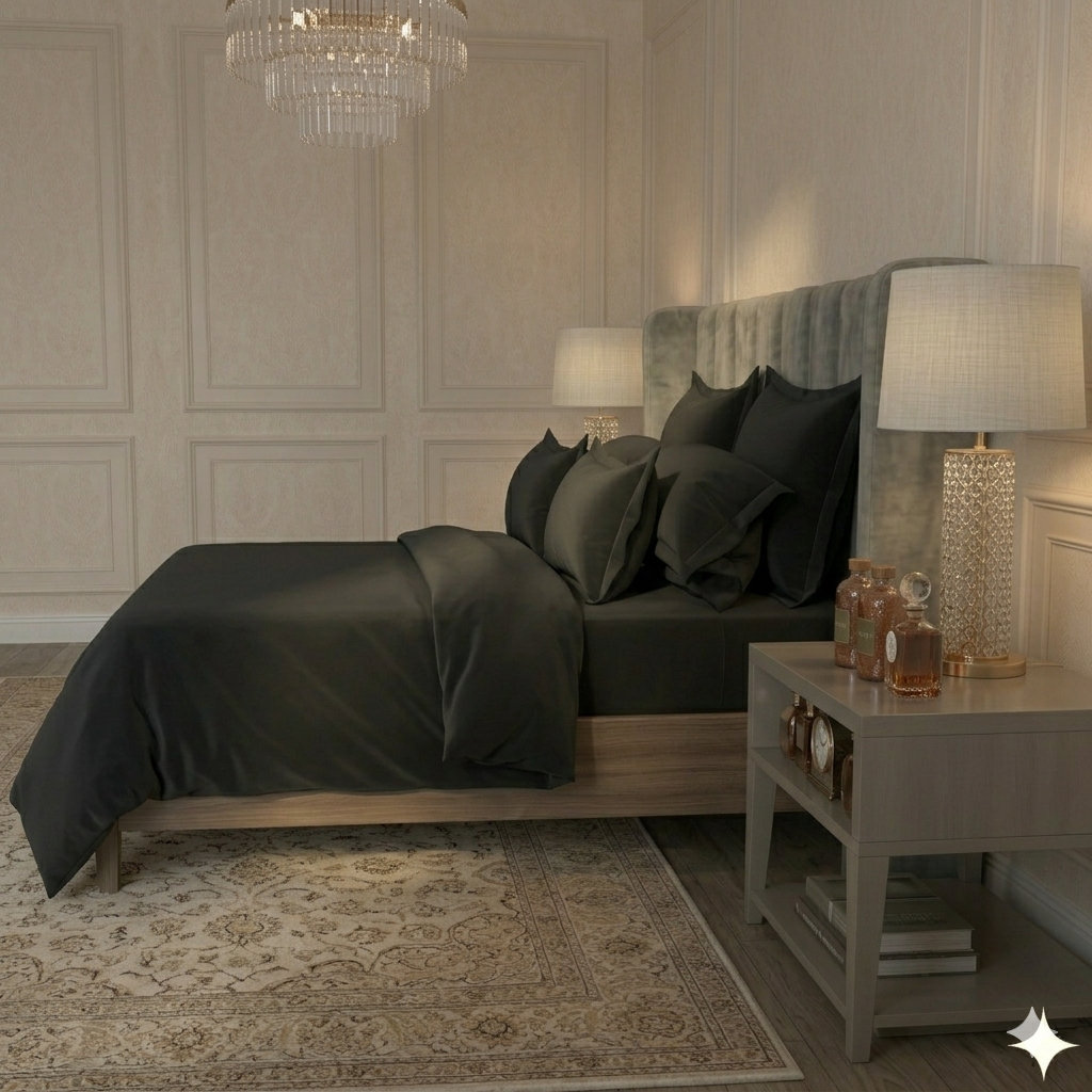 Obsidian Elegance - Flat Dyed Bedsheet