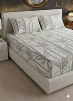 Silver Bamboo - Fitted Print Bedsheet