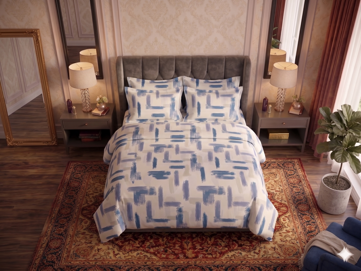 Deep Baltic - Flat Print Bedsheet