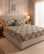 Earthy Damask - Fitted Print Bedsheet