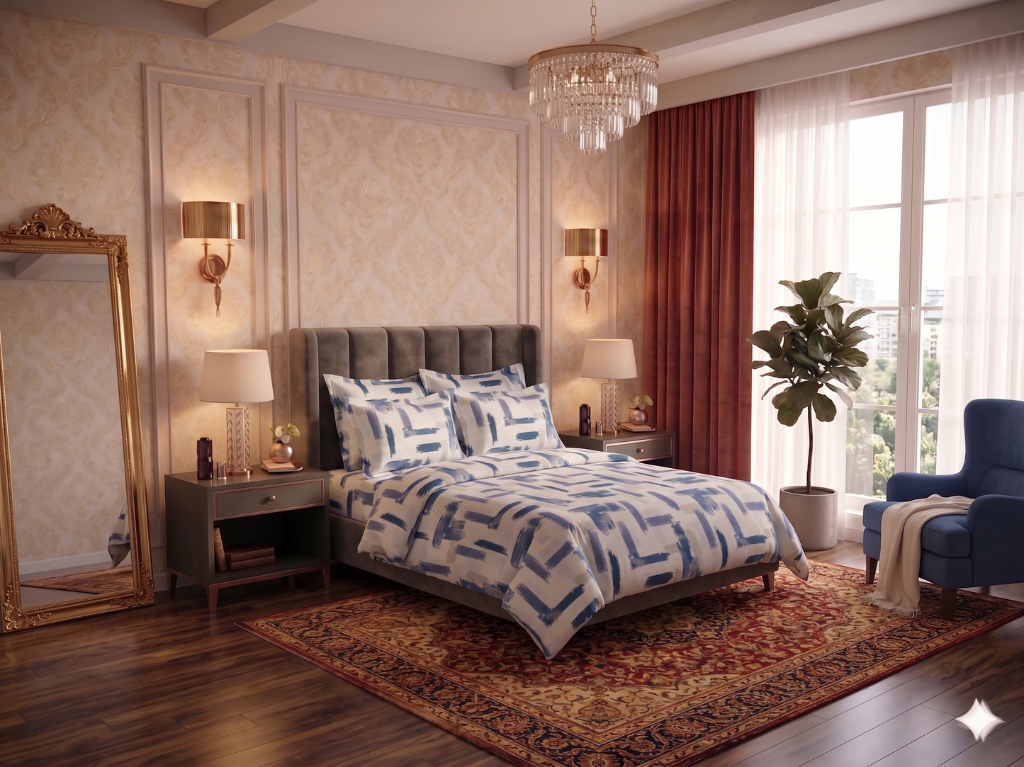 Deep Baltic - Flat Print Bedsheet