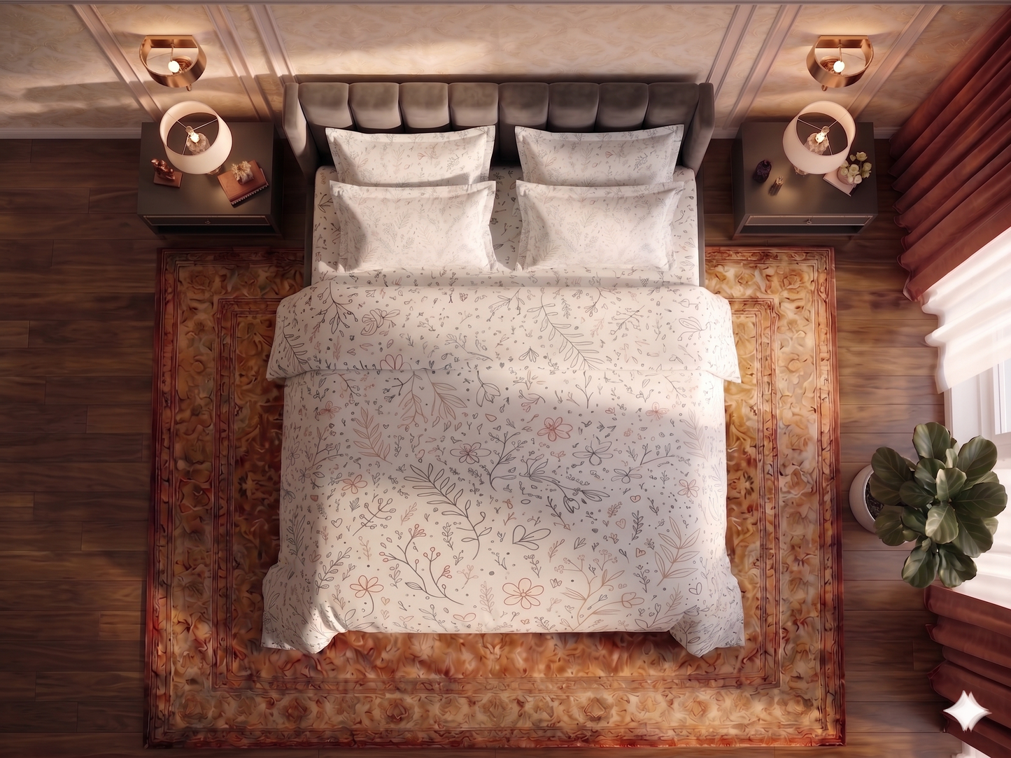 Botanical Grace - Flat Print Bedsheet