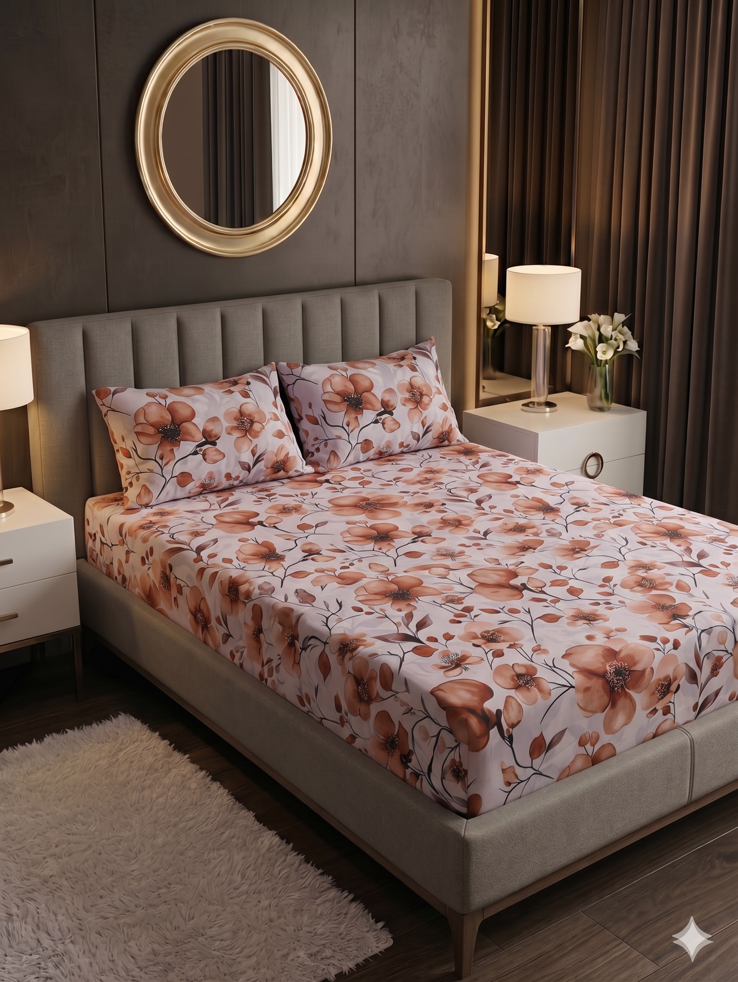Rustic Elegance - Fitted Print Bedsheet