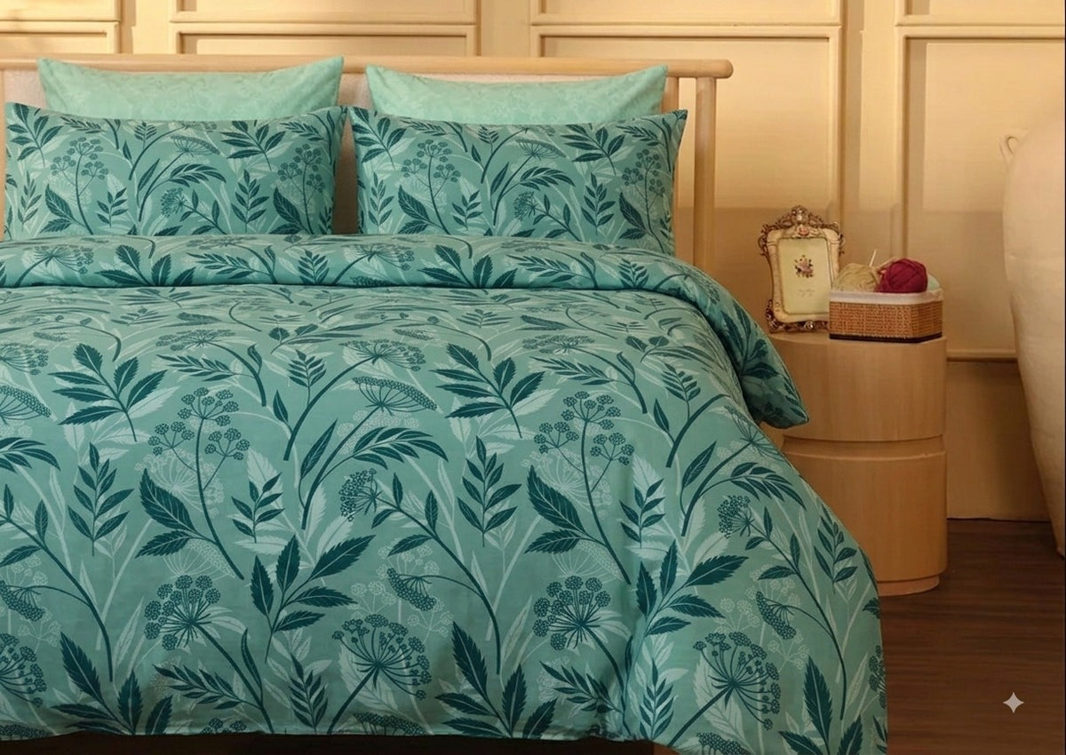 Jade Leaf Haven - Cotton Duvet Set - 6pcs
