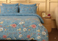 Serene Cyan Bloom - Cotton Duvet Set - 6pcs
