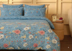 Serene Cyan Bloom - Cotton Duvet Set - 6pcs