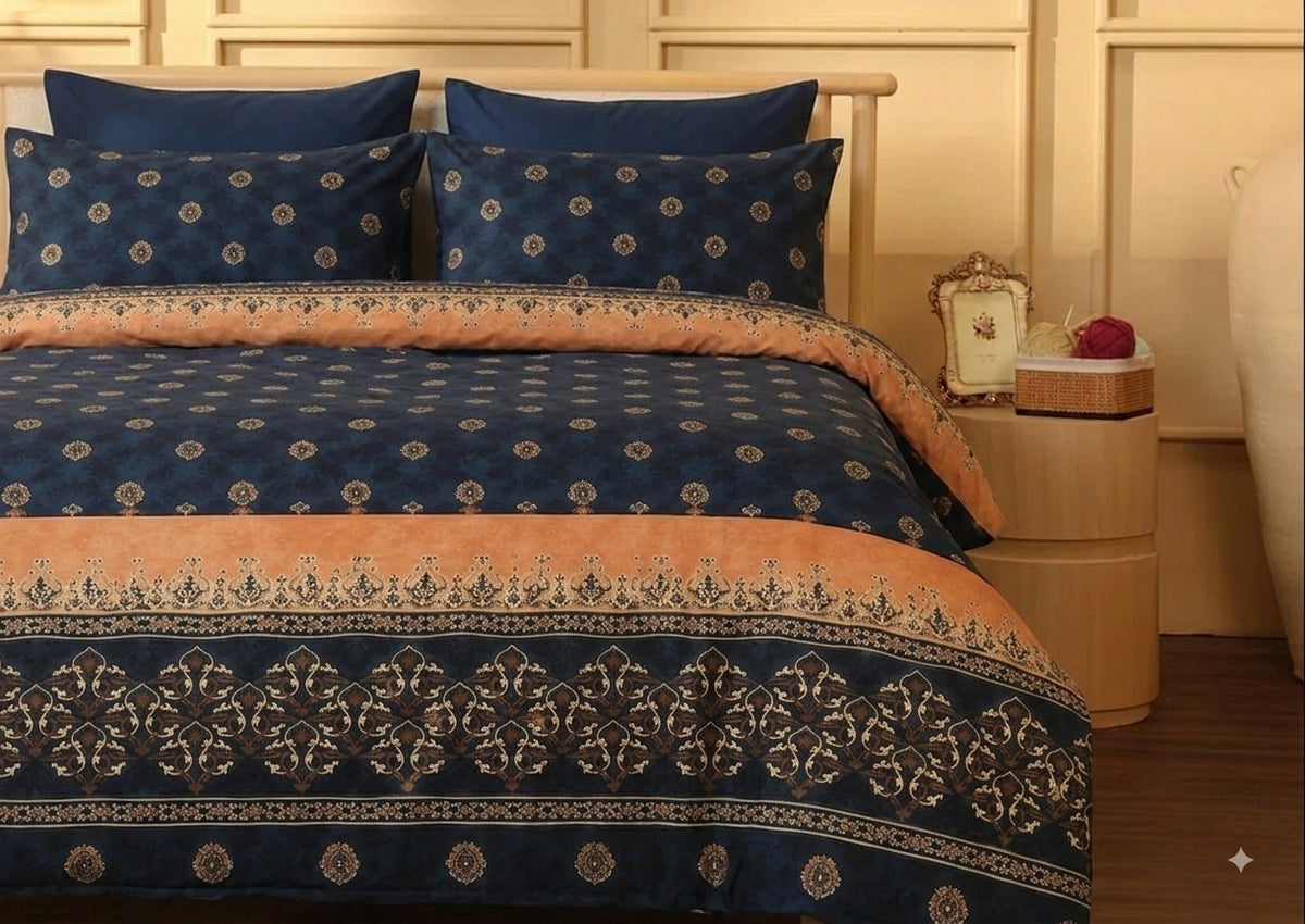 Persian Blue Medallion - Cotton Duvet Set - 6pcs