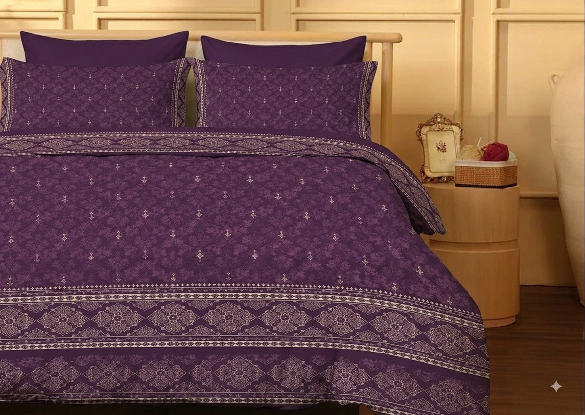 Velvet Plum Mosaic - Cotton Duvet Set - 6pcs