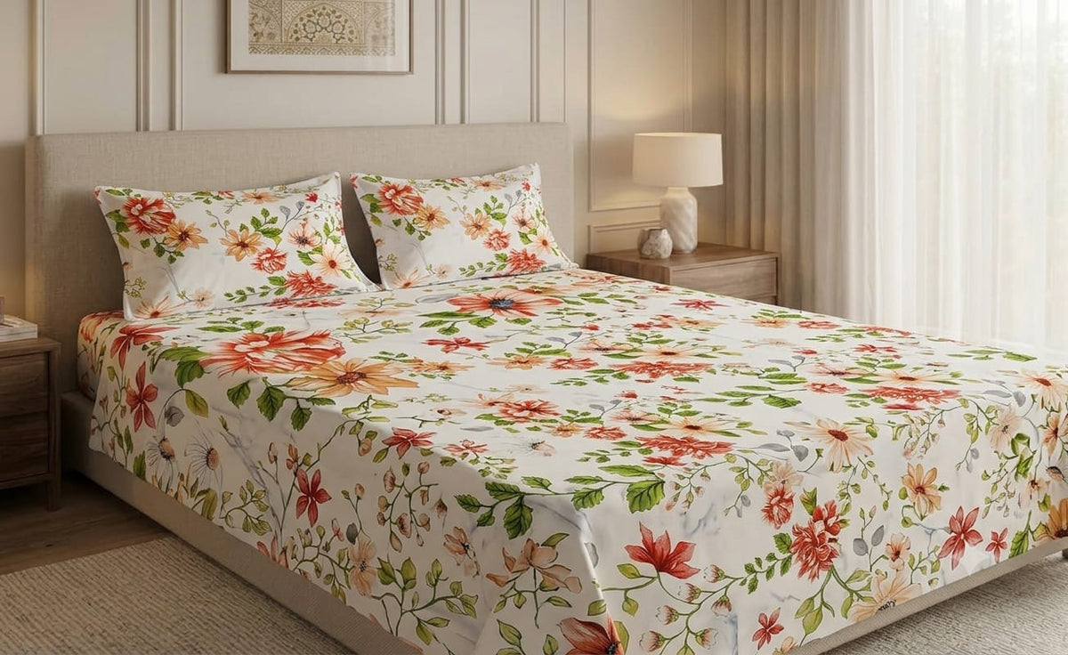 Wildflower Sanctuary - Flat Print Bedsheet